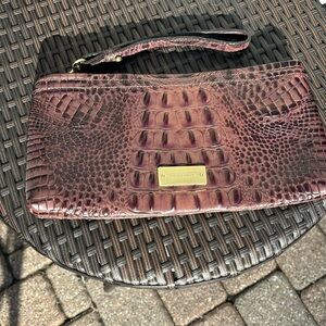 GENUINE BRAHMIN Brown faux alligator style brown leather clutch bag